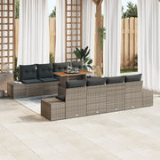 Set di divani da giardino a 7 pezzi con cuscini grigi in rattan