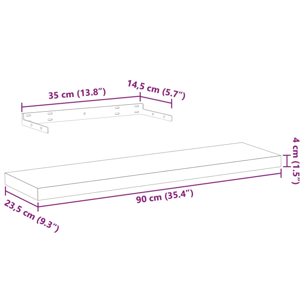 Mensola Pensile 90x23,5x4 cm in Truciolato 4010694