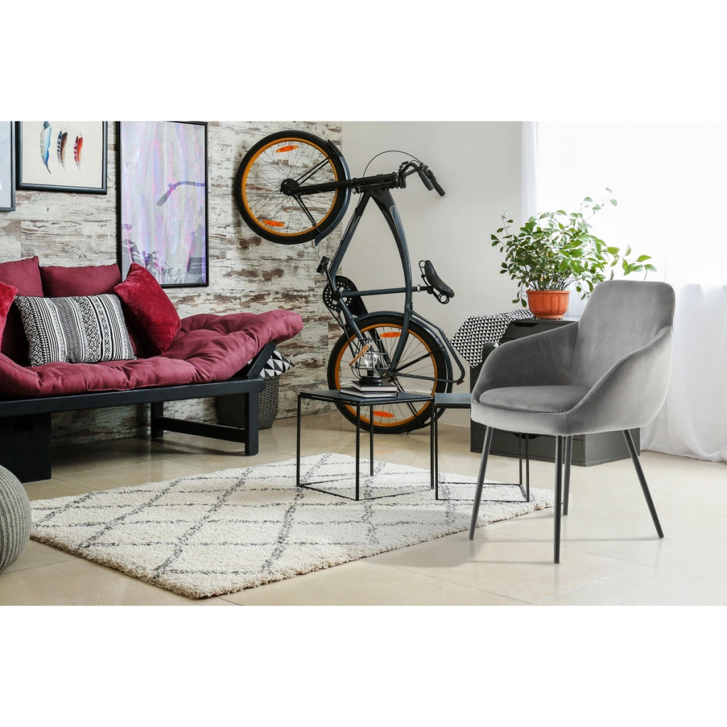 Set di 2 sedie Cobain in velluto grigio con braccioli