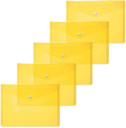 Documenti A5 trasparenti gialli, 5 pezzi, piccole buste trasparenti con chiusura a nastro, buste in plastica per scuola, università, ufficio, viaggi
