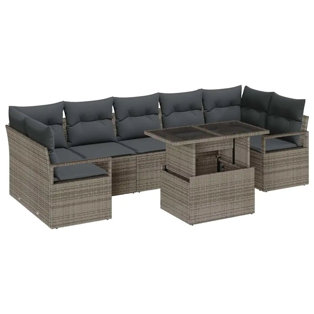 Set Divano da Giardino con cuscino 8 pcs Grigio polyrattan 3348775