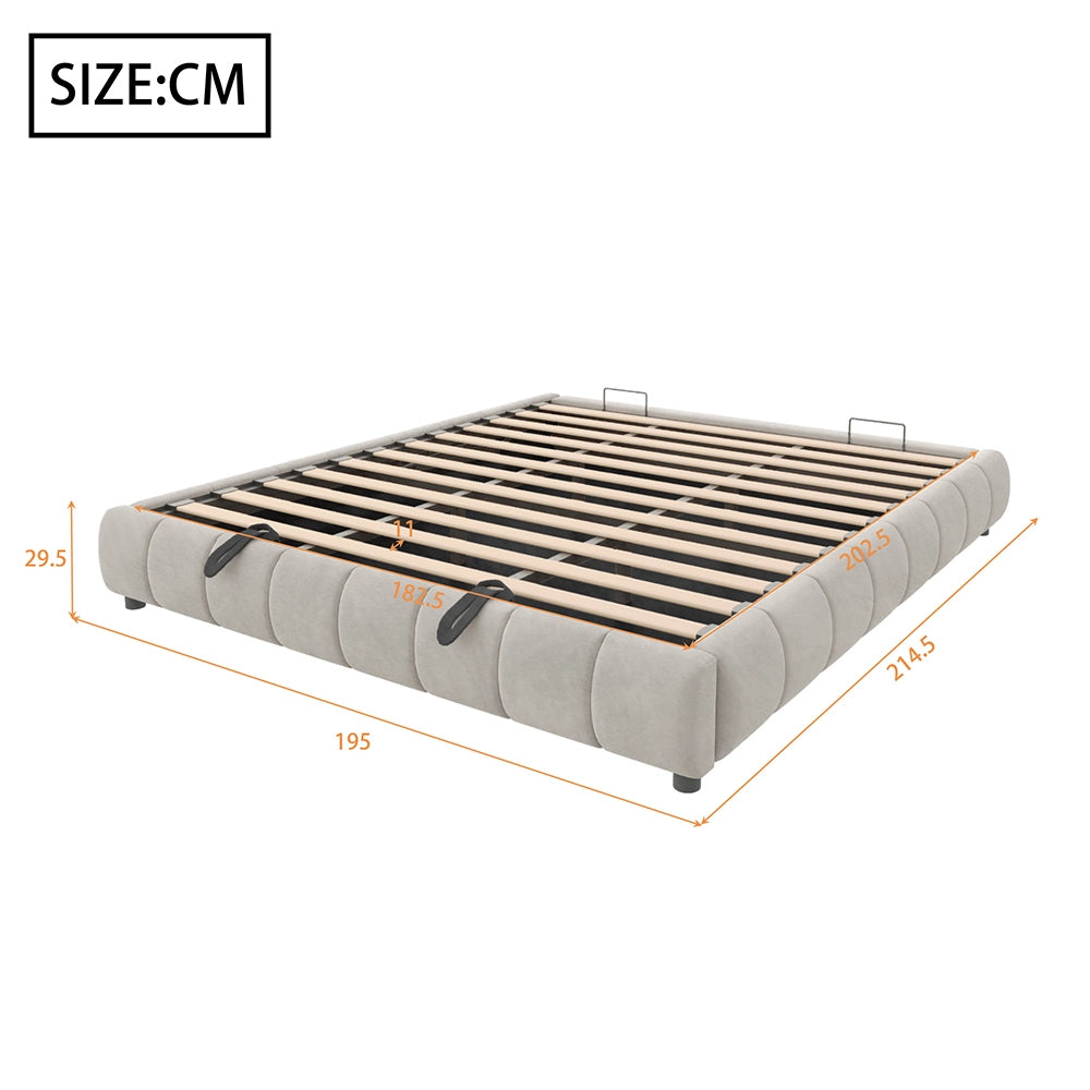 Letto-Xylo-180x200 cm-LED, idraulico, sospeso, beige