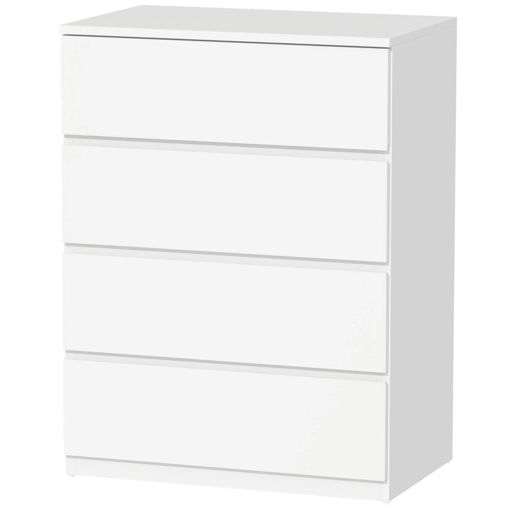 Cassettiera 4 Cassetti Senza Maniglie Design Moderno ¨C zephmum ¨C Bianco 60x40x80 cm