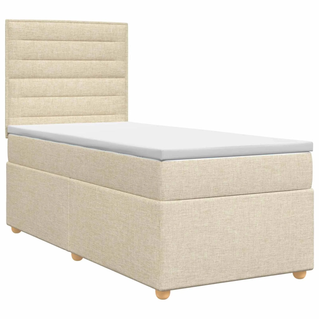Letto box spring con materasso Crema 100 x 200 cm Tessuto 3453814