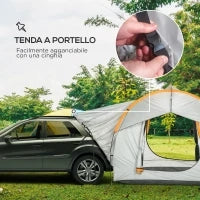 Tenda per Auto Impermeabile a 3 Porte in Poliestere, PE e Fibra di Vetro, 239x210x210 cm, Grigio e Arancione