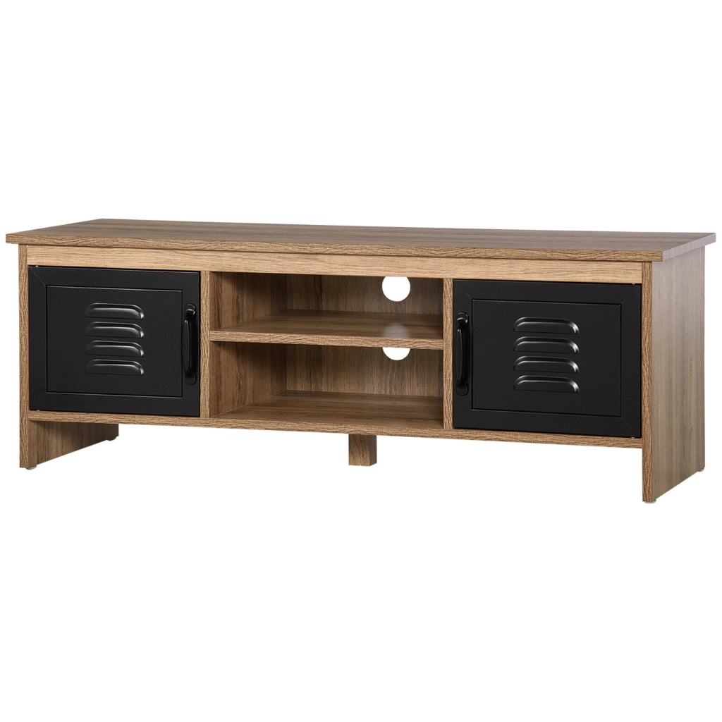 Mobile TV con ante metalliche e scaffali ¨C Minimal ¨C Nero, legno effetto, 110 cm