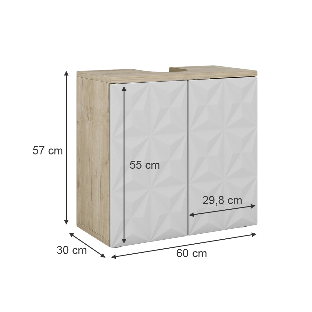 Vicco Mobile sottolavabo per bagno Bianco 60 x 57 cm con 2 porte