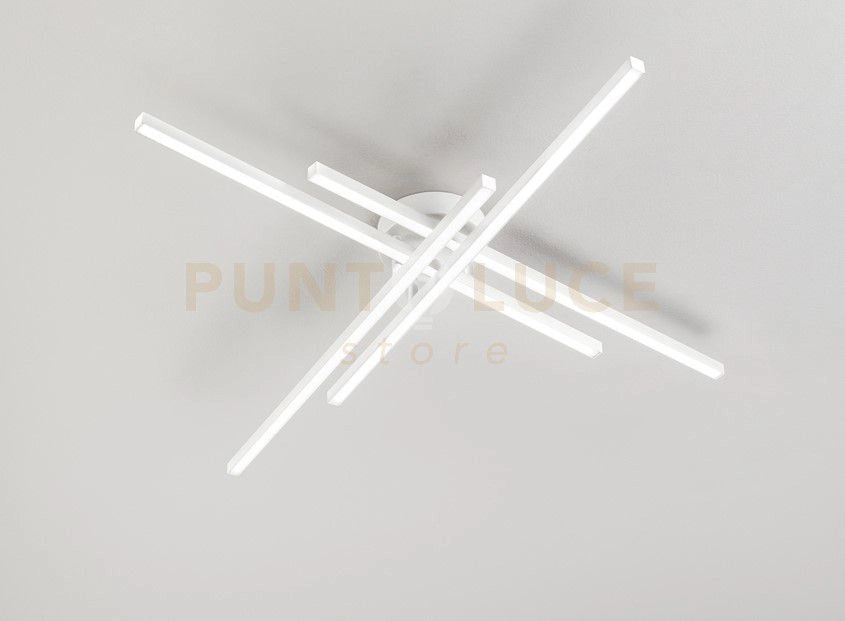 PLAFONIERA IN ALLUMINIO COLORE BIANCO SYNCRO LED 58W CCT 3000K 4000K 6000K 4060LM 90CM DIMMERABILE