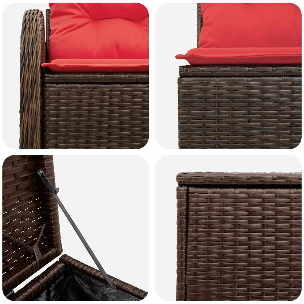 Set di divani 5 pz Marrone e Rosso Rattan sintetico e Acciaio 3447777