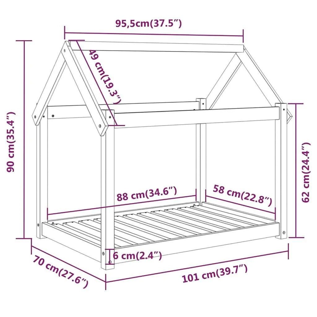 Divano letto per cani comodo 101 x 70 x 90 cm in legno massello di pino marrone 02_0042617