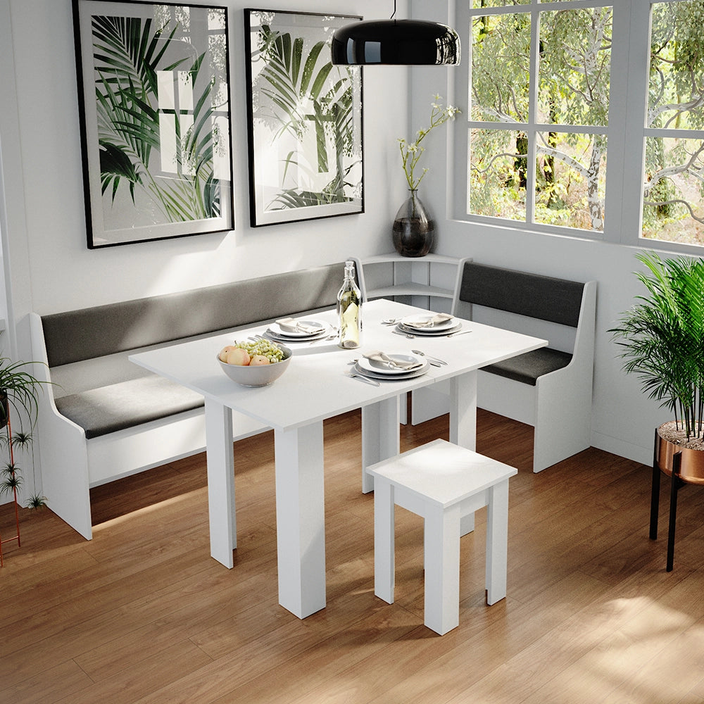 Vicco Gruppo panca ad angolo Bianco 210 x 41.5 cm con tavolo