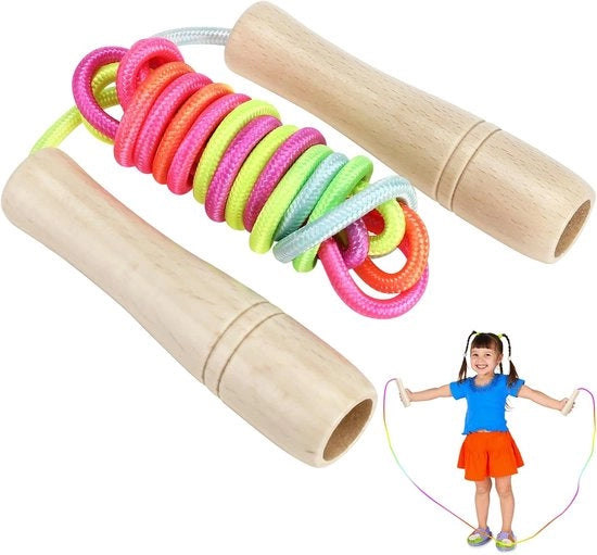 Tiro a segno estensibile da 250 cm con manico in legno e design arcobaleno per bambini da 4 a 10 anni