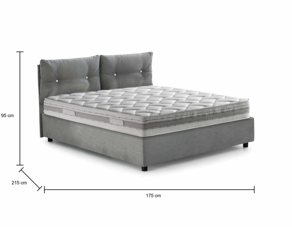 Letto Matrimoniale Calcite, Letto Matrimoniale Materasso Incluso Made in Italy, Grigio