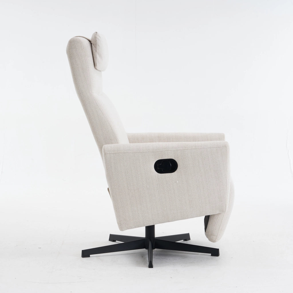 Poltrona Relax Reclinabile con Poggiapiedi ¨C MINIMAL ¨C Tessuto Chenille Beige