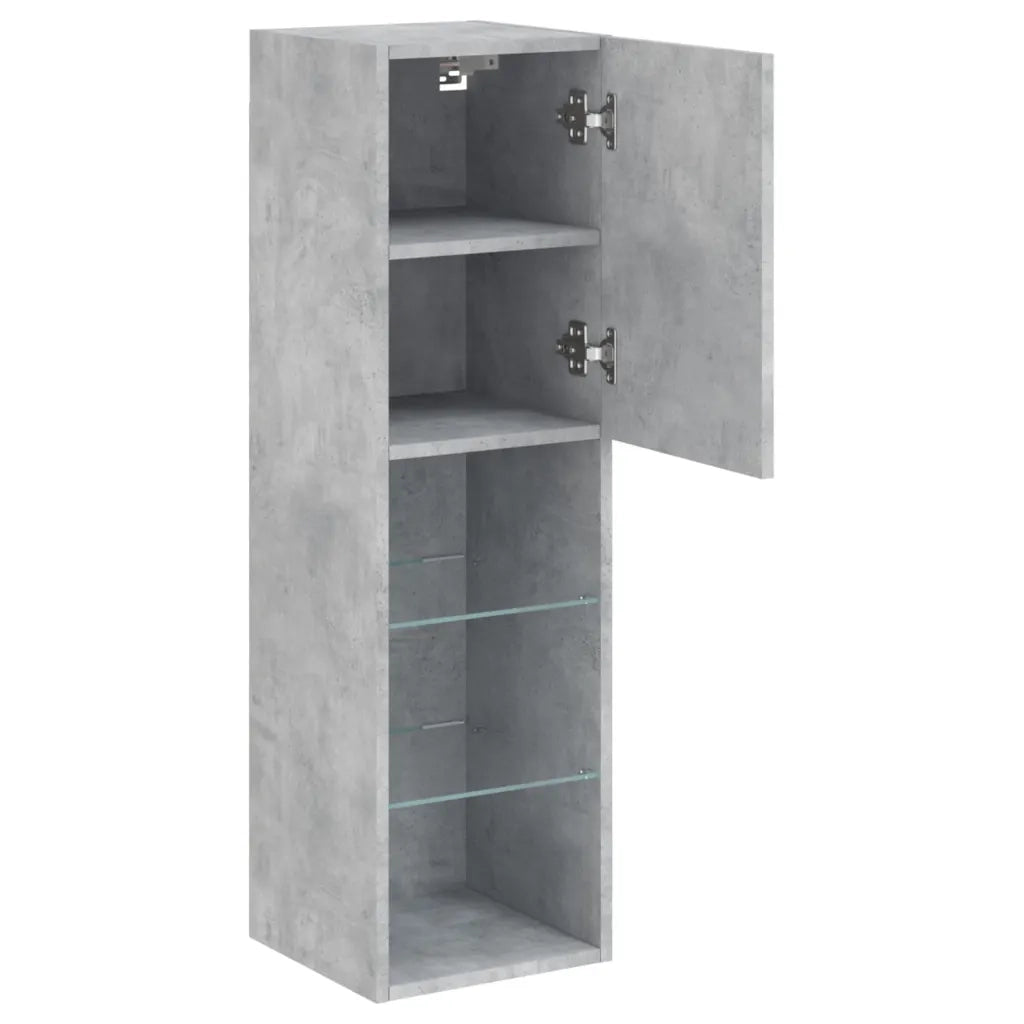 Mobili TV con Luci LED 2pz | Armadietto TV | Mobile Porta TV Grigio Cemento 30,5x30x102 cm