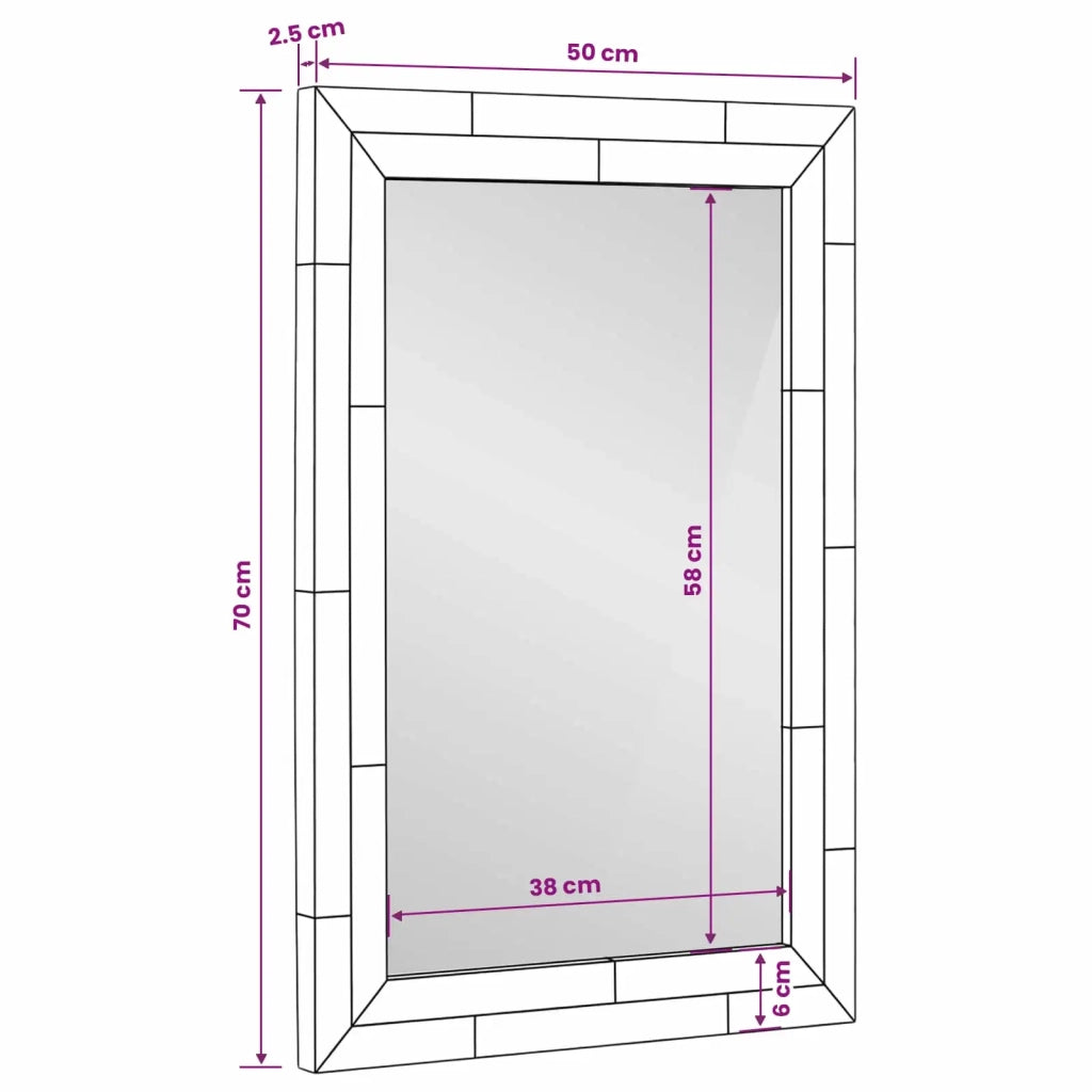Specchio da Bagno | Specchio decorativo Rovere artigianale 50 x 70 x 2,5 cm