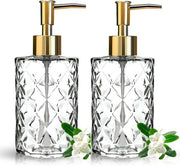 Set di dispenser per sapone in vetro - Eleganti e funzionali - 2 pezzi - Nero - Vetro e plastica
