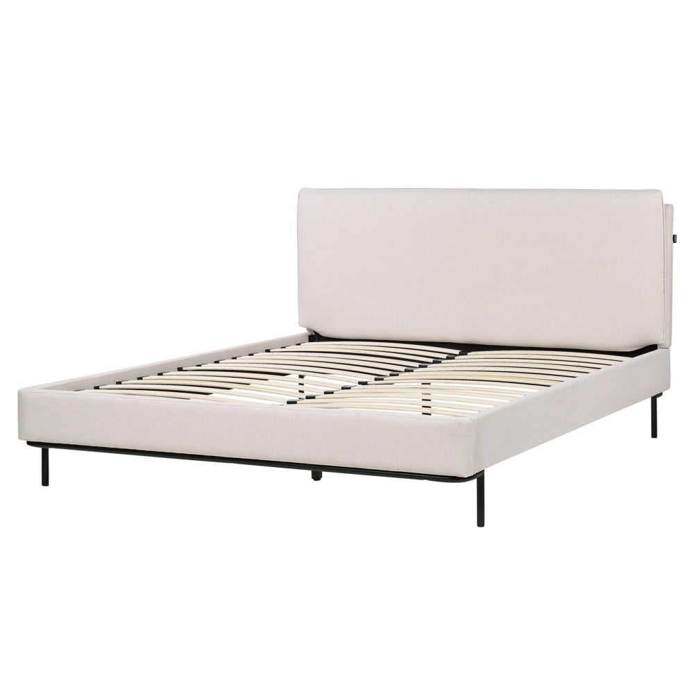 Letto a doghe Beige Poliestere Tessuto Imbottito 160 x 200 cm EU Matrimoniale Design Moderno