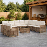 Set Divano da Giardino 11 pz Beige e Bianco Crema polyrattan 3435174