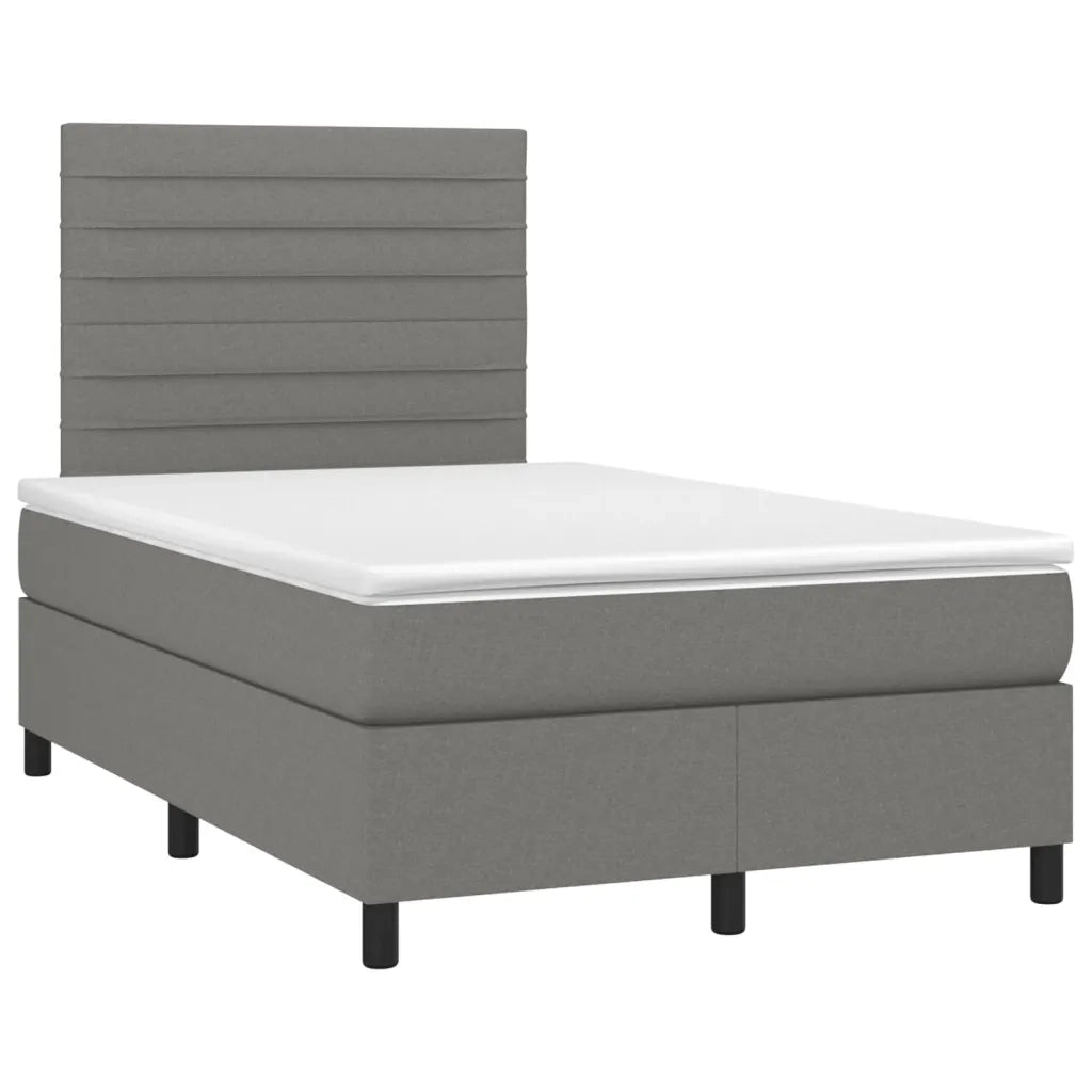 Letto a Molle Materasso e LED Grigio Scuro 120x200cm in Tessuto 3134942