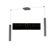 SQUARE TUBE SOSPENSIONE 2 LUCI GRIGIO ANTRACITE CAVO CM.250 CON BASE 1173-S2-GA
