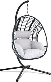 Sedia a Sospensione Standard - Sedia a Sospensione a Uovo - Sedia a Sospensione Cocoon - Sedia a Sospensione con Supporto - Sedia a Sospensione a Forma di Uovo - Grigio Chiaro
