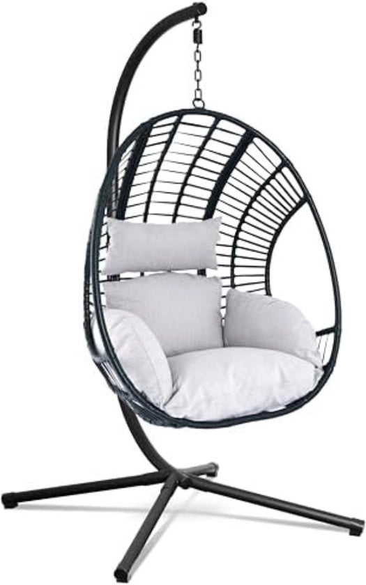 Sedia a Sospensione Standard - Sedia a Sospensione a Uovo - Sedia a Sospensione Cocoon - Sedia a Sospensione con Supporto - Sedia a Sospensione a Forma di Uovo - Grigio Chiaro