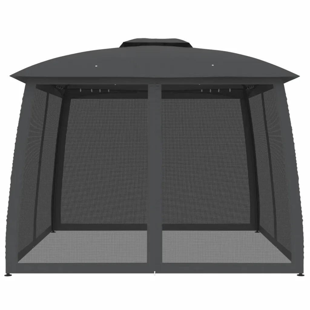 vidaXL Gazebo Tetto Doppio e Pareti Rete Antracite 2,93x2,93 m Acciaio