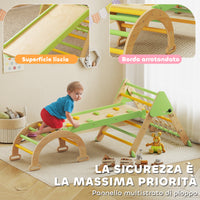 Gioco per Bambini 8 in 1 con Triangolo Parete Liscia e Arco 191.5x74.5x63 cm in Legno di Pioppo e Pino