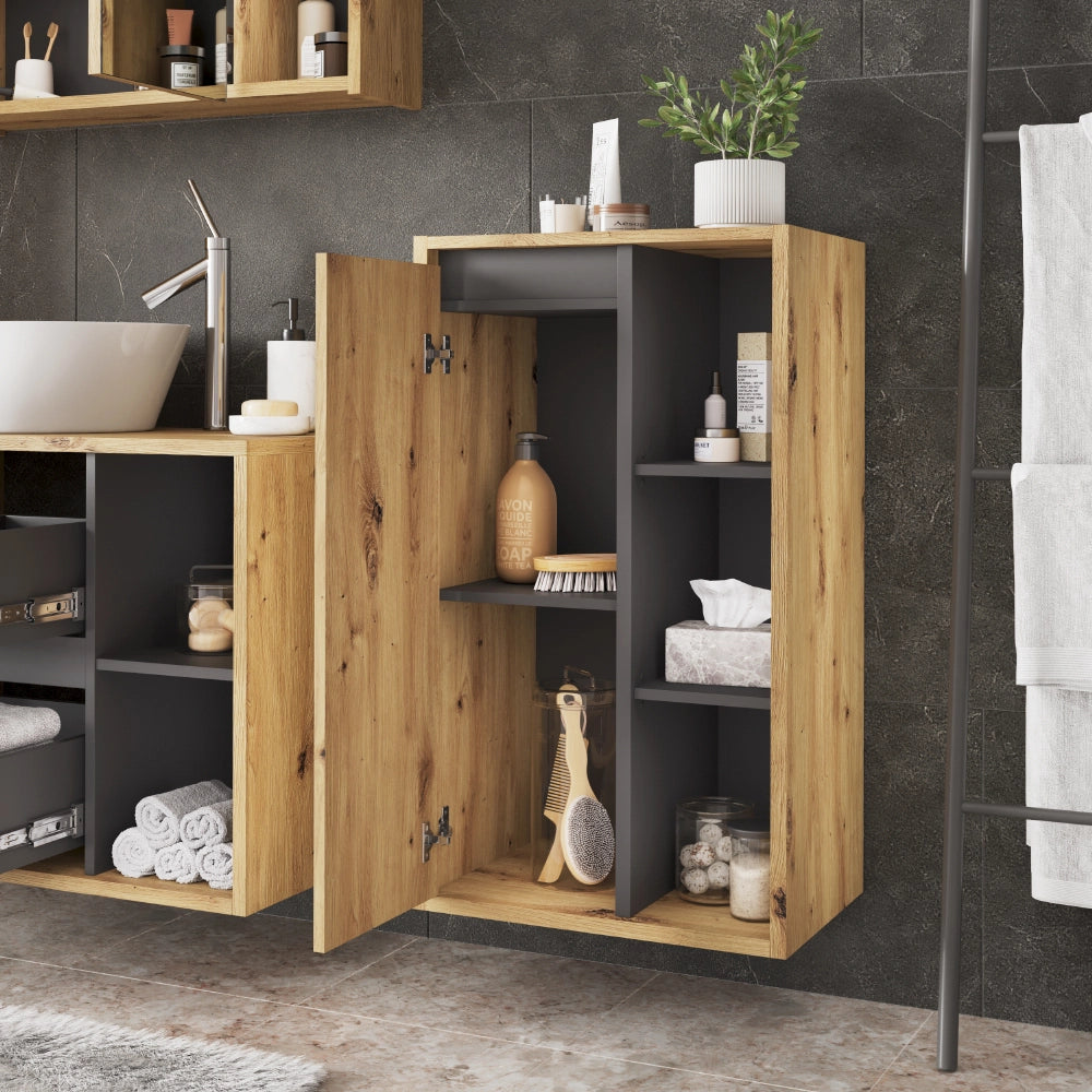 Vicco mobiletto bagno Artigiano/grigio 50 x 86 cm con ripiani aperti