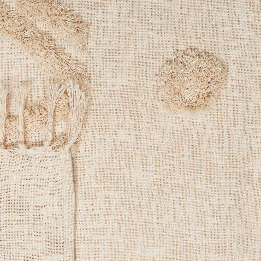 Coperta beige cotone 130 x 180 cm motivo geometri copriletto accogliente accessorio