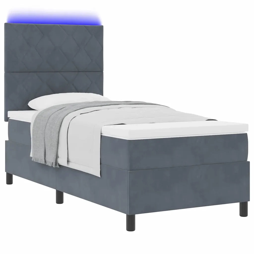 Letto a Sorgente LED Grigio scuro 90 x 200 cm Velluto 3343353