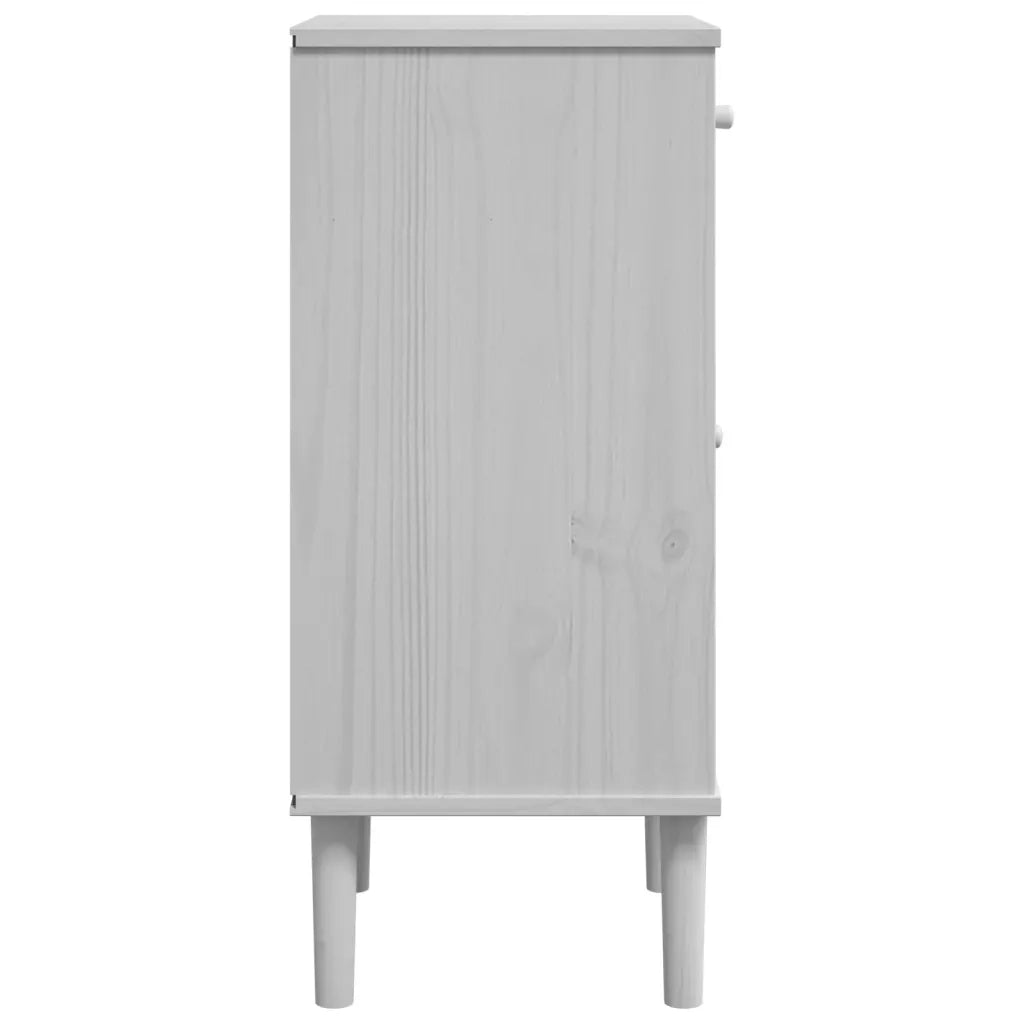 Comodino SENJA Aspetto Rattan Bianco 40x35x80 cm in Legno Pino 358017