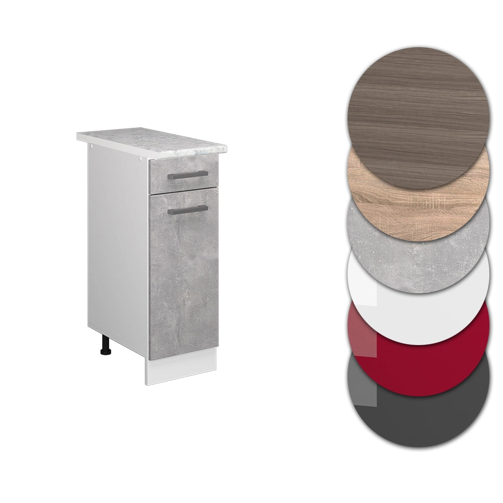 Mobiletto base per cucina R-Line Calcestruzzo/Bianco 30 cm, PL Marmo Vicco