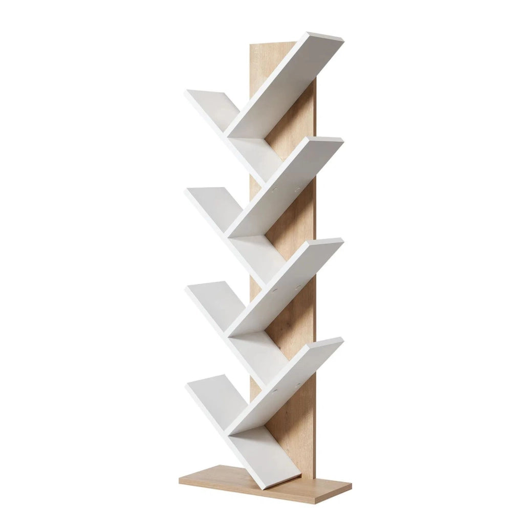 Libreria in legno "Tuval 066" - 46 x 22 x 129 cm - Rovere, Bianco