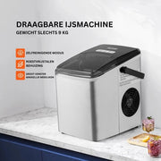 Macchina per blocchi di ghiaccio - Ghiaccio schiacciato - Icemaker da contropiano - Auto pulito - Portatile - 2 misure ghiaccio a cubetti - Con cucchiaio e manigliona