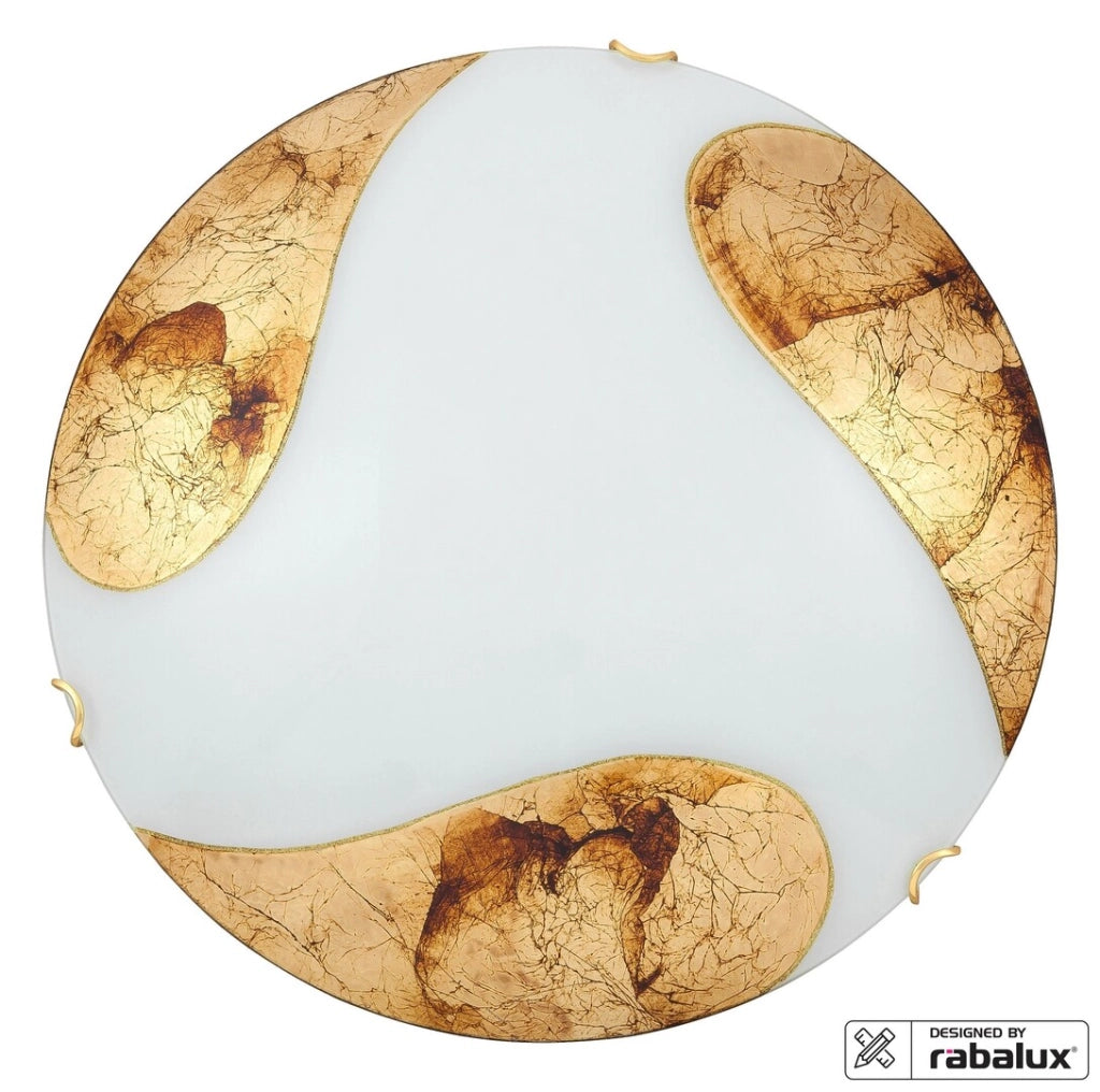 Plafoniera Rabalux Art Gold vetro bianca oro 40 cm 2xE27
