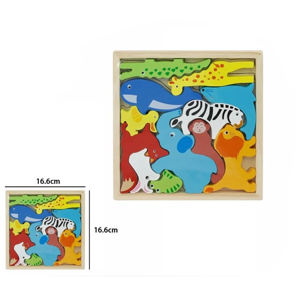 Trade Shop - Puzzle 3d A Incastro In Legno Forma Animali Per Bambini Gioco Da Tavolo Educativo 07935 -