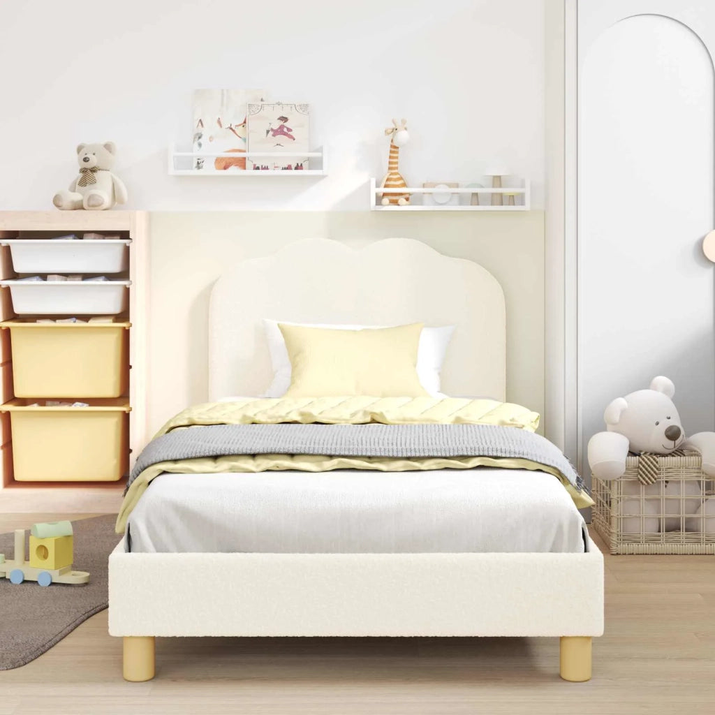 Struttura letto bambini con testata Crema 80 x 200 cm Bouclé