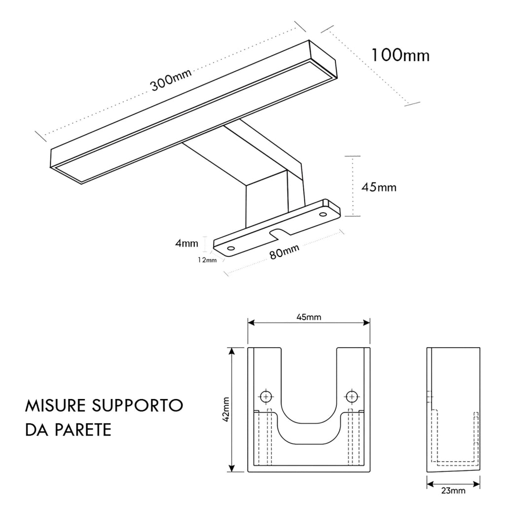 Applique da Specchio Nero IP44 LED 5W CCT 3 Temperature Luce Bagno Specchiera Quadri Lampada Moderna Parete 230V