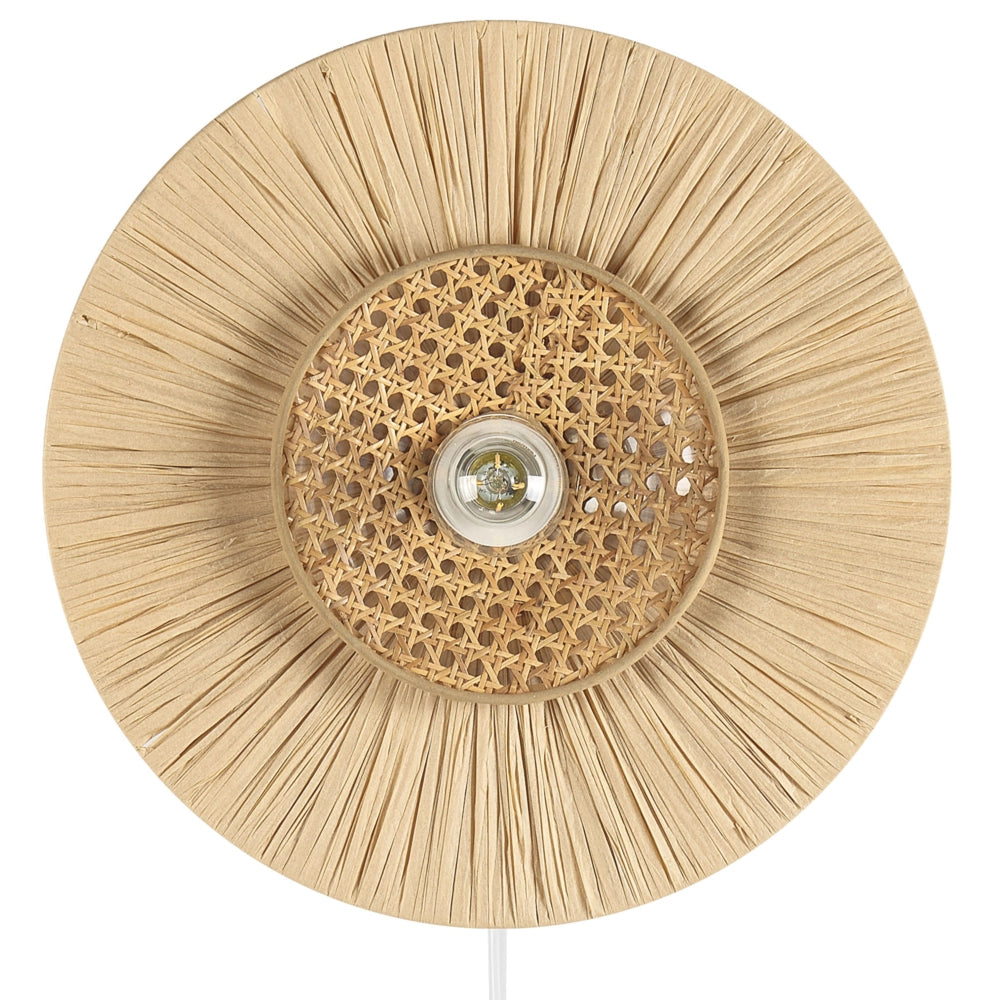 Lampada da parete in carta naturale con paralume strutturato Japandi Luce d'accento in stile naturale