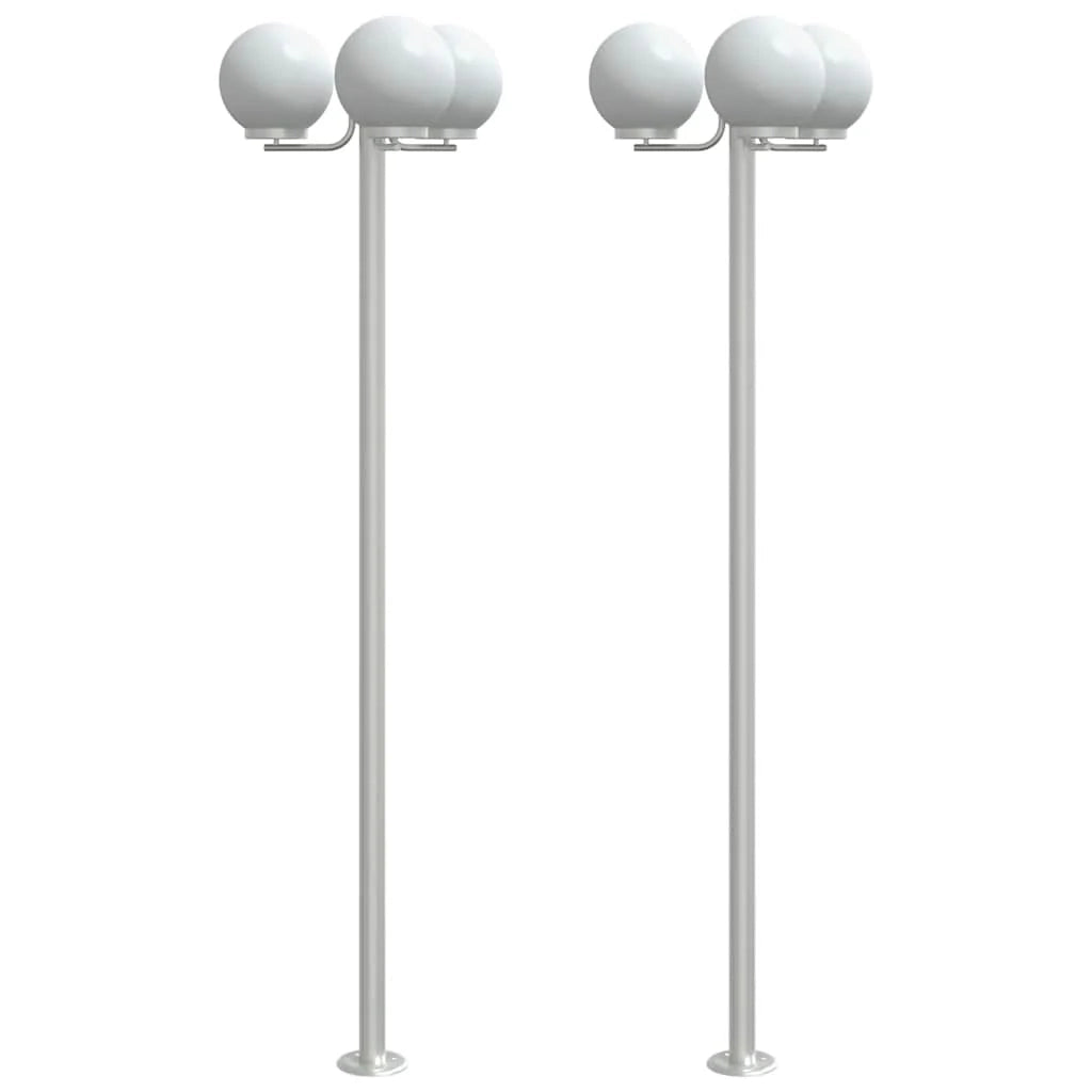 Set di 2 lampade da terra per esterni 16 x 16 x 215 cm illuminazione versatile per giardino finitura lucida in acciaio inox argento 02_0056638