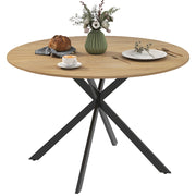 Tavolo da pranzo rotondo per 4 persone ¨C Zephmum ¨C Legno di quercia con gambe in acciaio