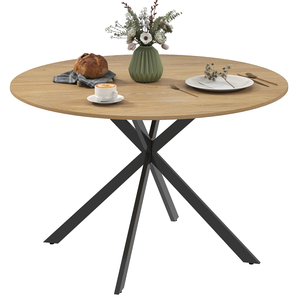 Tavolo da pranzo rotondo per 4 persone ¨C Zephmum ¨C Legno di quercia con gambe in acciaio