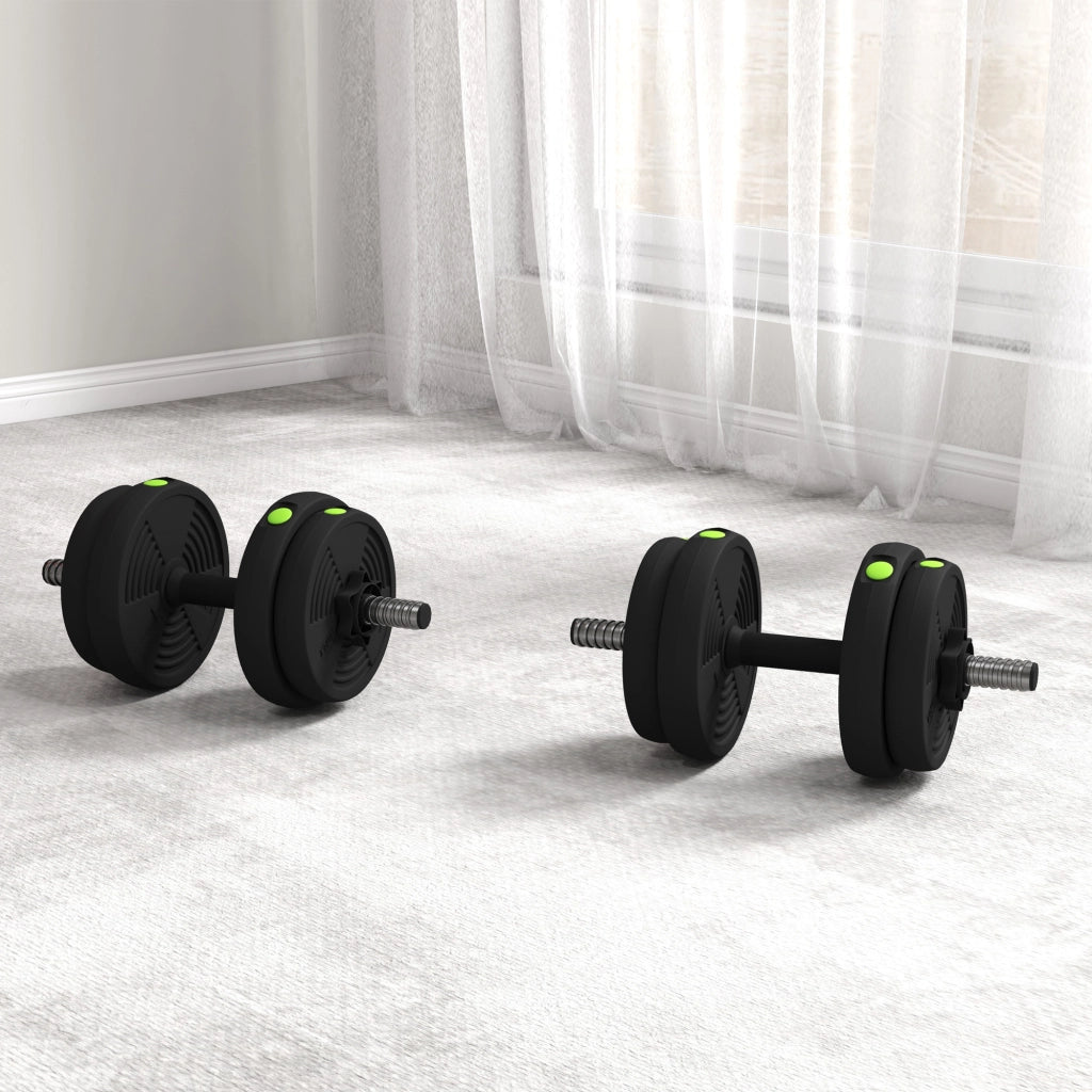 Set manubri 2 in 1 con barra e dischi ¨C zephmum ¨C Nero/Verde, 15 kg