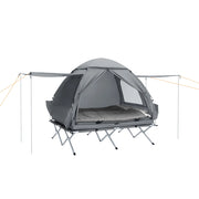 SoBuy Lettino da campeggio Brandina da esterno Tenda antipioggia portatile Starry Sky con tasche porta scarpe Tenda 3 in 1 per 2 persone Grigio 193x145x188 cm OGS32-L-HG
