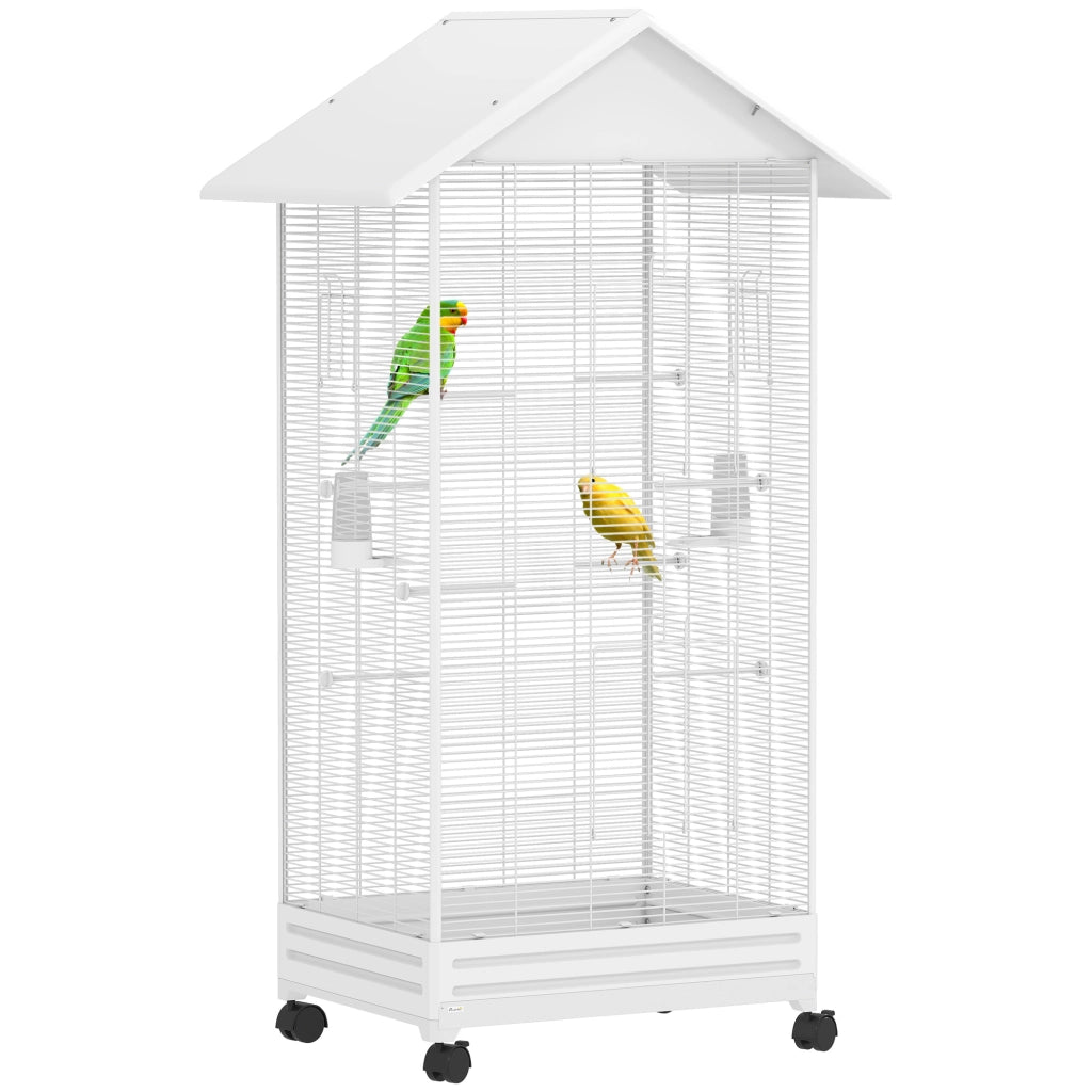Gabbia per Uccelli con Ruote ¨C zephmum ¨C Bianco 79x65x155 cm