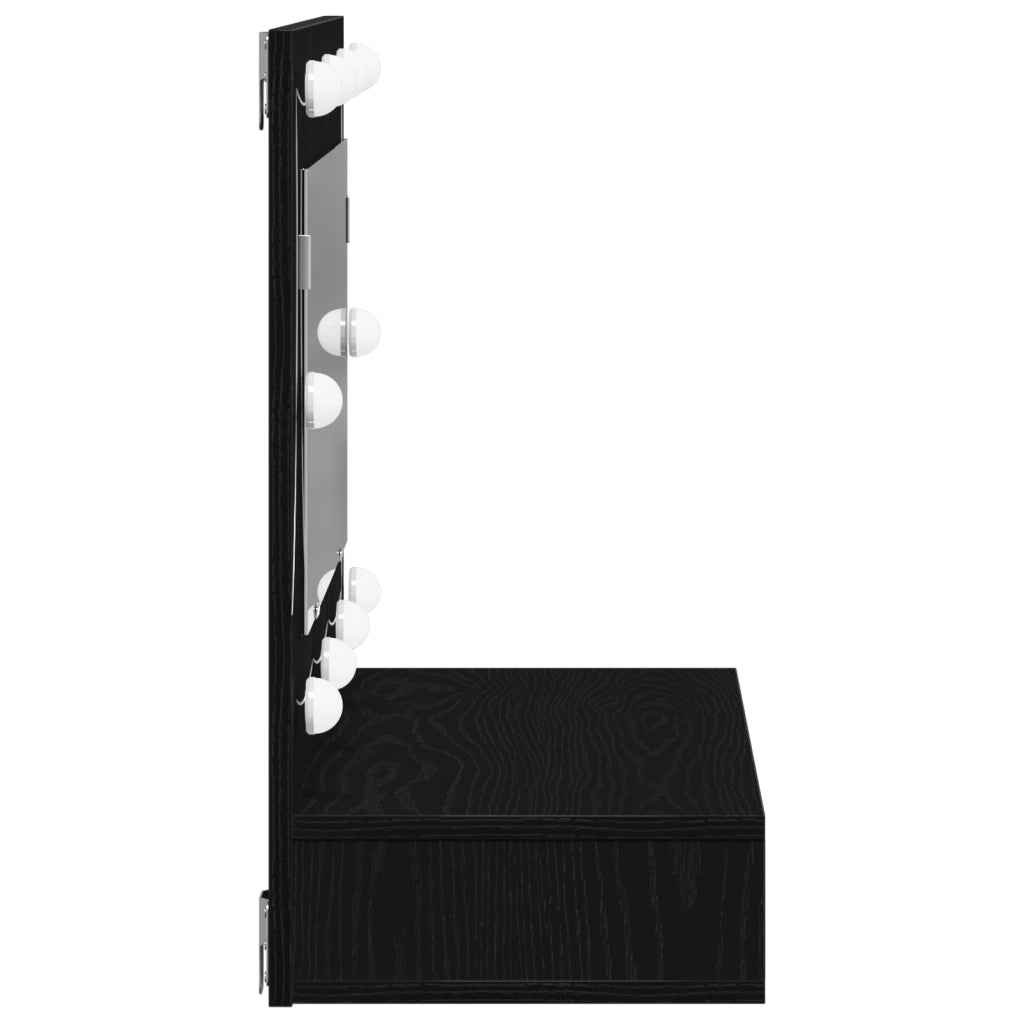 Armadio Specchio LED  in Rovere Nero - 90x31,5x62 cm
