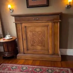 Credenza madia Alberta in legno 1 anta con rilievo 1 cassetto noce Bassano