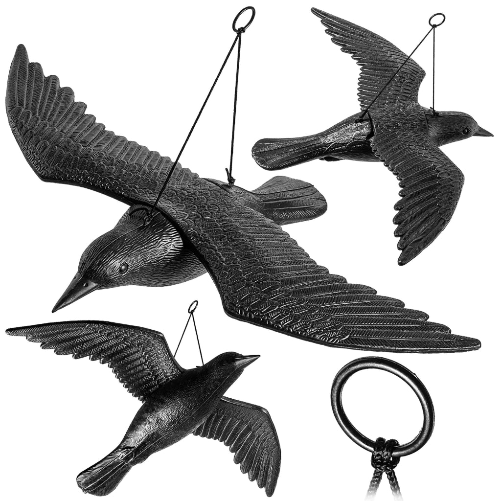 KADAX Grande spaventapasseri a forma di corvo per balconi, ideale per allontanare piccioni e storni in volo (56 cm)